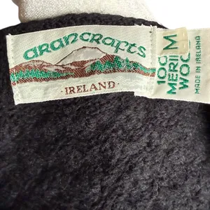 Aran Crafts 100% Merino Wool Cable‎ Knit Cardigan Black Button Up Cardigan Sz M thumbnail 7
