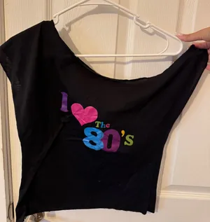 I ❤️ the 80’s off the shoulder top Black thumbnail 1