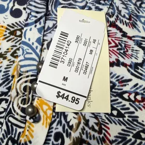 New Christopher & Banks Women Size Medium Blouse Large Medallion Paisley Pintuck thumbnail 6