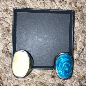 2 rings: 1 White Swirl & 1 Teal Iridescent Swirl Ring size 7.5 thumbnail 2
