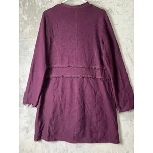 Karl Lagerfeld Burgundy Wool Blend Fringe Coat Boho Artisan Statement Large thumbnail 3