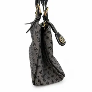 Dooney & Bourke Signature Monogram Jacquard Satchel Gray‎ Black Shoulder Bag thumbnail 4