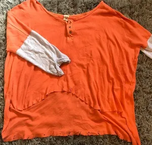 Free People Orange And Gray Henley thumbnail 2
