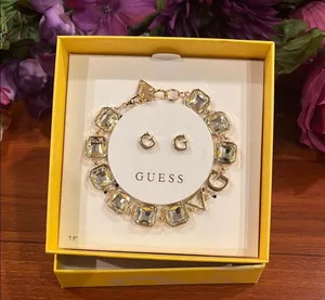 Guess Gold and Silver Sparkling Rhinestone Bracelet and G earrings Jewelry Set thumbnail 2