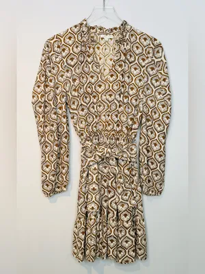 Anna Cate Brown Cream Medallion Paisley Print Cotton Long Sleeve Dress thumbnail 2