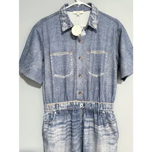 NWT Oddi Acid Washed Chambray Denim Jumpsuits Size Medium Casual thumbnail 8