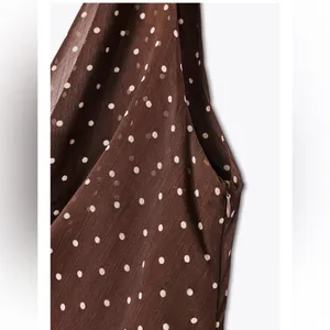 Zara NWT brown polka dot asymmetrical cowl draped detail midi maxi dress thumbnail 8