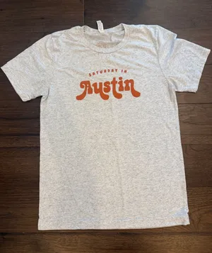 Charlie Southern Heather Gray Tee with Orange 'Austin' Graphic Small - C27-100 thumbnail 1