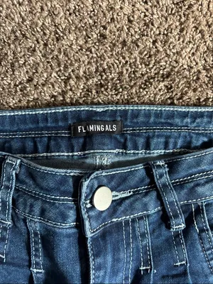 Women's Mid-Rise Blue Flare Jeans — Wide Leg Denim thumbnail 2