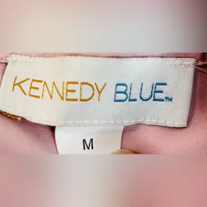 Pink Satin Pajama Set by Kennedy Blue, Button Front Shirt and Shorts size Medium thumbnail 5