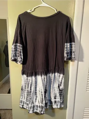 Talulah Women’s Size Small T-Shirt Dress Gray White Tie Dye Short Sleeve Mini thumbnail 5