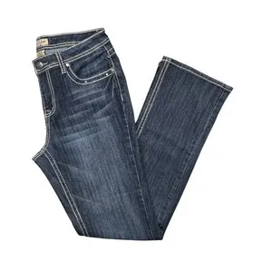 Earl Jean Size 10 Dark Wash Bootcut Jeans Embellished Flap Pocket Stretch thumbnail 1