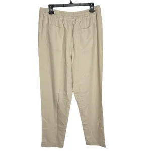 J. Crew Wide-leg seaside textured drawstring pant in linen beige hue size M tall thumbnail 3