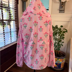 Main Strip NWT Pink Floral Half Zip Windbreaker Hoodie Pullover thumbnail 4