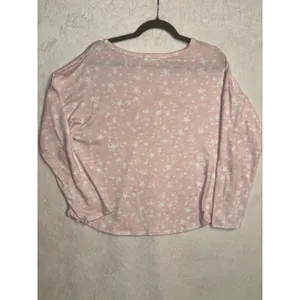 Caution To The Wind Pink Star Print‎ Pajama Set Medium Long Sleeve Top Joggers thumbnail 7