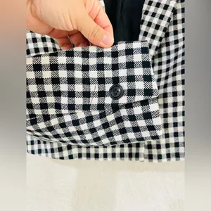 ZARA BLACK SINGLE BREASTED LAPEL COLLAR GINGHAM CROPPED BLAZER SIZE Med thumbnail 5