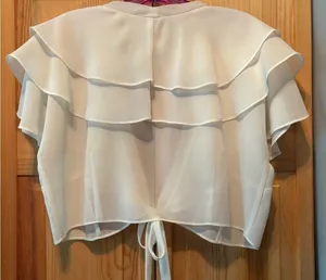 Women’s White Shawl with Tie thumbnail 2