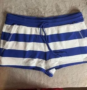 Vineyard Vines Women's Blue Striped Sweat Shorts Size M Elastic Waistban… thumbnail 1