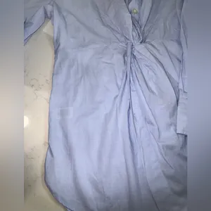 LOFT Light Blue Button-Down Shirt thumbnail 4