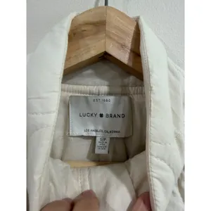 Lucky‎ Brand Cream Quilted Jacket Womens Small Off White Cotton Full Zip thumbnail 3