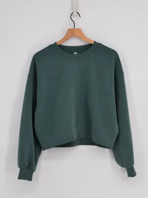 Lululemon Perfectly Oversized Cropped Crew Softstreme Sweatshirt Green Blue 6 thumbnail 2