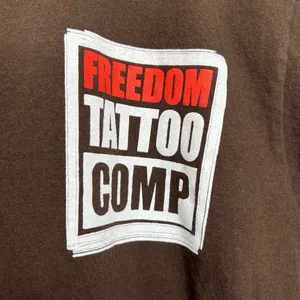 American Apparel Freedom Tattoo Comp Short Sleeve T Shirt Brown Back Graphic Size Small thumbnail 2