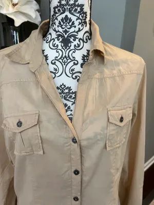 Nine West Jeans Size Medium Tan Button Down Shirt thumbnail 6