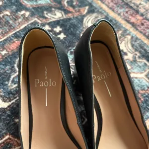 Linea Paolo Black Block Heel Pointy Toe‎ Shoes Leather Pumps thumbnail 7