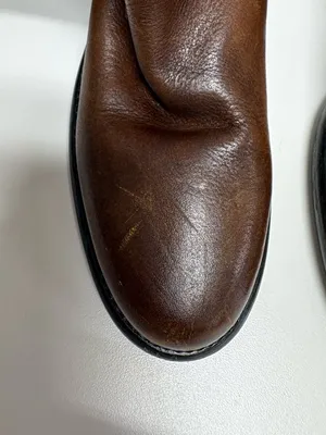 ASH Designer Shoes Cognac Brown Leather Knee -High Boots - Size 38. thumbnail 7
