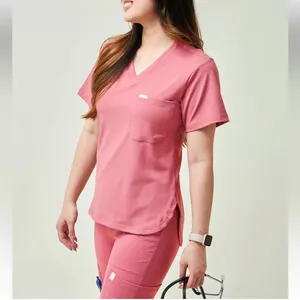 Scope scrubs set in pink- Thea 8 pocket jogger and Harry 1 pocket top thumbnail 3