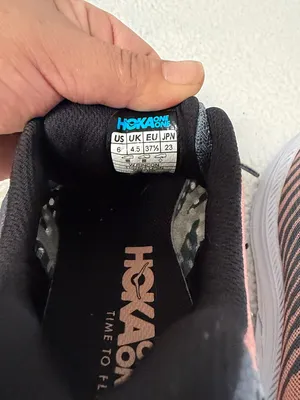 Hoka One One Women's Teal and Peach Running Sneakers thumbnail 6