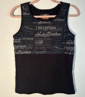 Vintage Harley Davidson Tank W/ Sheer Half Overlay Medium thumbnail 1