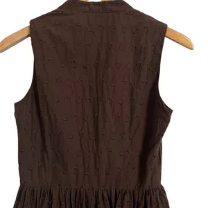 Antonio Melani Brown Cotton Sleeveless V-Neck Eyelet A-Line Dress Sz 2 thumbnail 4