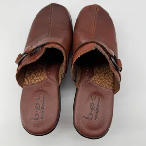 b.o.c. Born Concept Leather Clogs 7 Brown Wedge Mules Earthy‎ Granola Lagenlook thumbnail 5