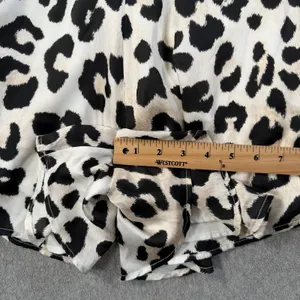 Adrienne Women's Medium Leopard Print Satin Shorts Flowy Elastic Waist Lined thumbnail 5