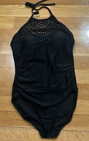 Merona black one piece swimsuit size medium. thumbnail 1