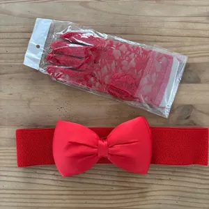 Unbranded Red‎ Bow Belt and Lace Gloves Set OS Excellent Retro Pinup Style thumbnail 2
