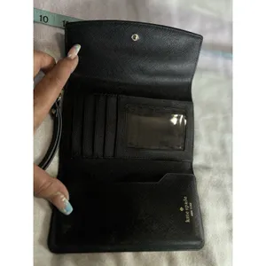 Kate Spade‎ Black Wristlet Wallet Gold Hardware Logo 6.5x3.5 EUC thumbnail 3
