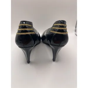 Stuart Weitzman Women's Patent Leather Pumps Shoes Black And Gold Size 7 Bin E‎ thumbnail 5