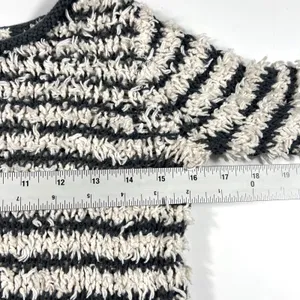 Free People Downy XS Striped Knit Pullover Bell Sleeve Sweater Grey Ivory EUC thumbnail 8