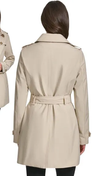 Tommy Hilfiger Belted Trench Coat Womens Medium Beige Lightweight Preppy Classic thumbnail 1