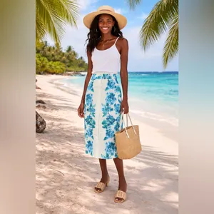 Tuckernuck Kennedy Midi Skirt M Hydrangea Floral Water’s Edge NWT thumbnail 8