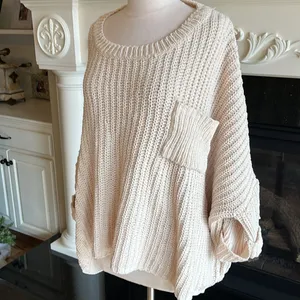 Chunky Knit Sweater Roomy Comfy Crochet Womens One Size thumbnail 9