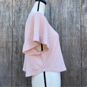 Like New Madewell Blush Pink Cotton Ingrid Dolman Flutter Sleeve T-Shirt Size S thumbnail 5