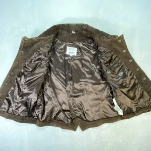 Vakko Vest Womens M Brown Leather Suede Collared snap front Pockets‎ Lined thumbnail 4