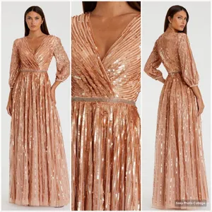 Mac Duggal 5509 SEQUINED WRAP OVER 3/4 SLEEVE GOWN thumbnail 2