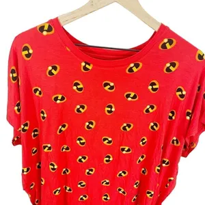 Disney Parks Authentic Womens Sz L Red Incredibles Print Short‎ Sleeved Shirt thumbnail 2