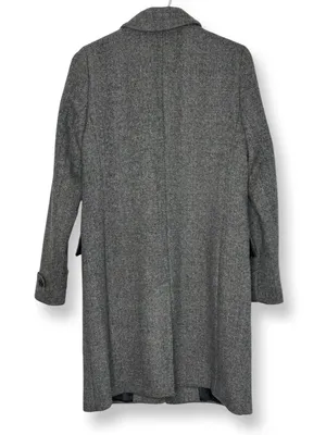 Ralph Lauren Classic Grey Herringbone Wool Trench Coat Sz 2 thumbnail 3