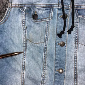 Denim Hoodie Jacket Women M Blue Gray Mixed‎ Media Grunge Street Indie Outerwear thumbnail 4