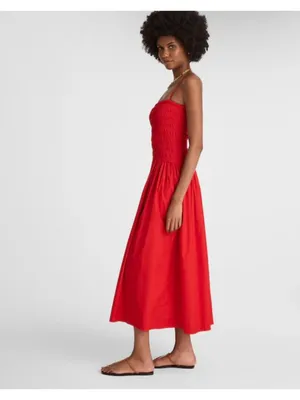 NWT Madewell Poplin Smocked Maxi Dress in Festival Red - Size: Large thumbnail 10